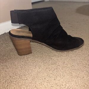Time and Tru Black Open-Back Heeled Boots